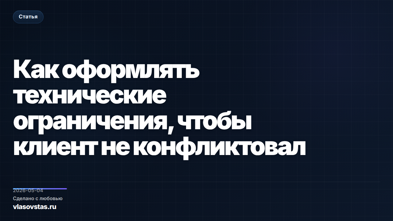 Как оформлять технические ограничения, чтобы клиент не конфликтовал