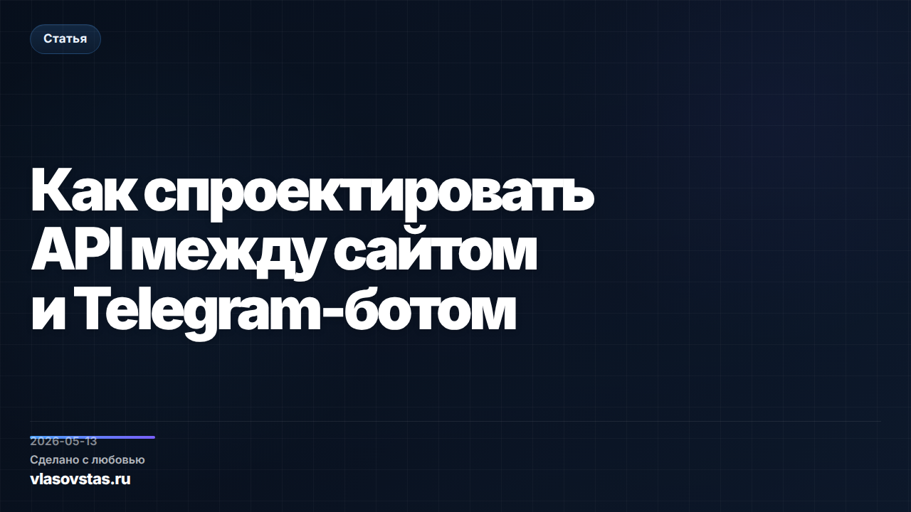 Как спроектировать API между сайтом и Telegram-ботом