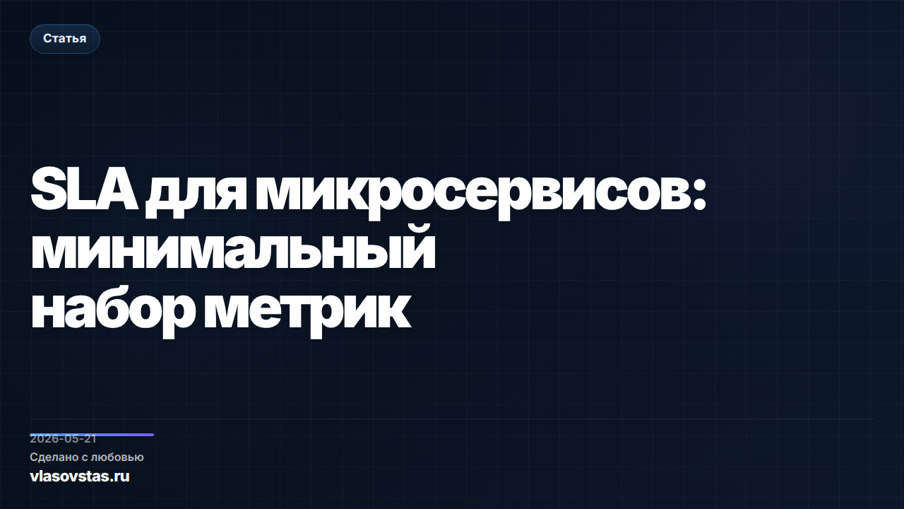SLA для микросервисов: минимальный набор метрик