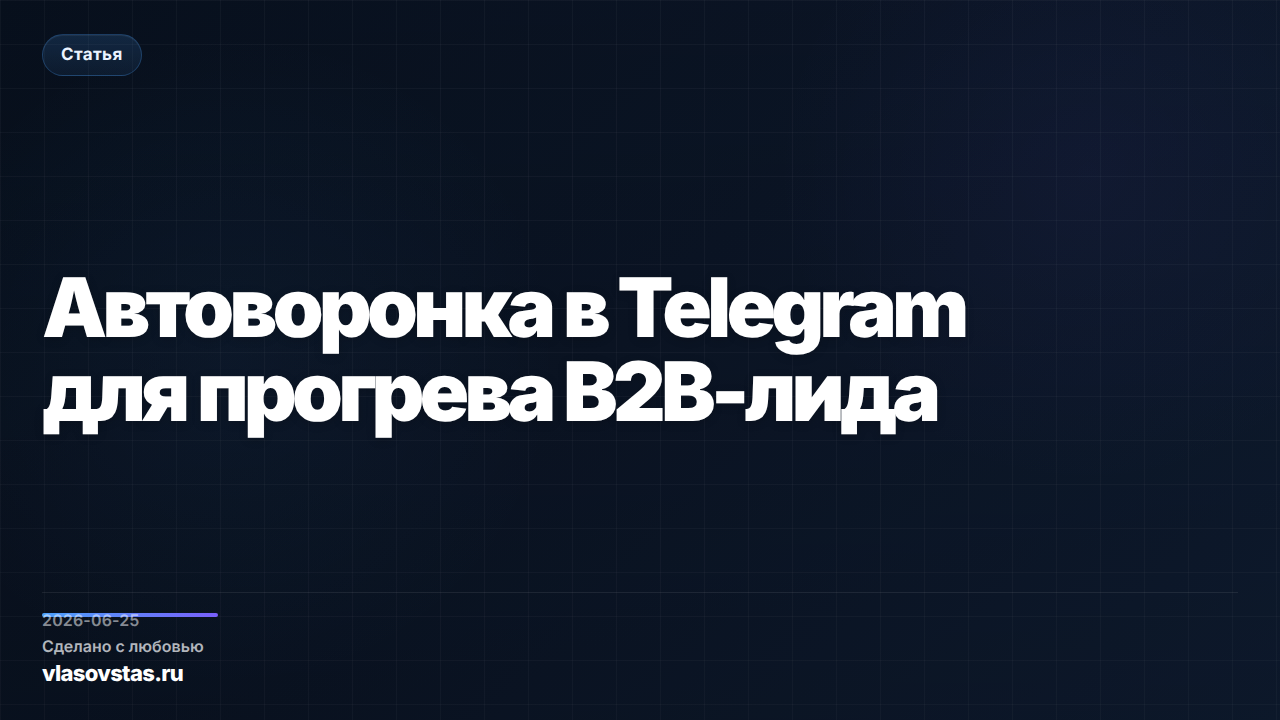 Автоворонка в Telegram для прогрева B2B-лида